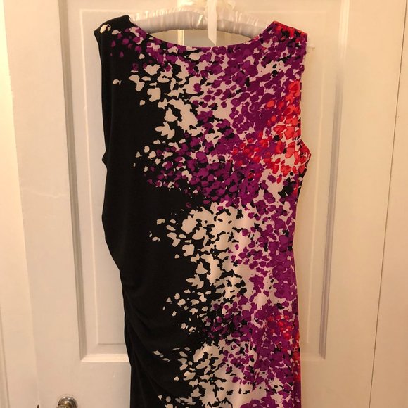 Jones New York Black Orange Pink Dress Size 16 - Picture 2 of 4